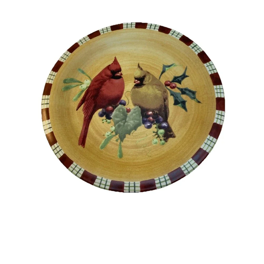 LENOX WINTER GREETINGS EVERYDAY CARDINAL SALAD PLATES CATHERINE MCCLUNG Set Of 2